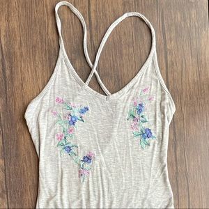 Gray Bodysuit with Floral Detail